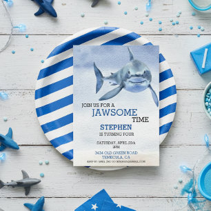 JawSome Tijd Grote Witte Haai Verjaardag Waterverf Kaart