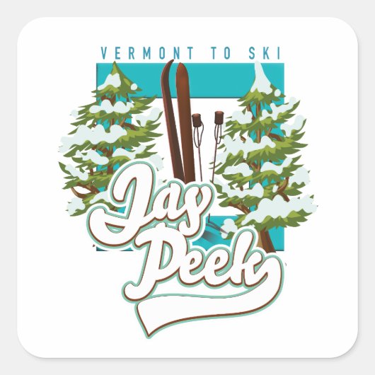 Jay Peek Vermont ski logo Vierkante Sticker (Voorkant)