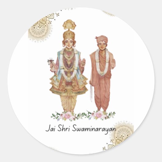 Jay Shri Swaminarayan Ronde Sticker (Voorkant)