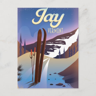 Jay Vermont USA ski-reisposter. Briefkaart