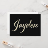 Jayden Name white gold Handwriting Karte Kaart (Voorkant / Achterkant in situ)