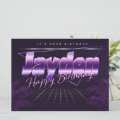 Jayden Nom Prénom lila retro Carte Anniversaire (Debout devant)