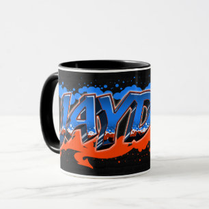 Jayden prénom Graffiti blue tasse orange