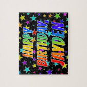"JAYDEN" Voornaam, Fun "HAPPY BIRTHDAY" Legpuzzel (Verticaal)