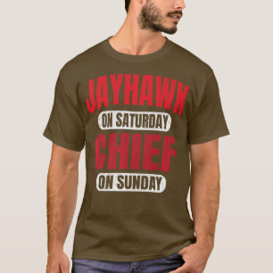 Jayhawk op zaterdag Chief op zondag Kansas City VI T-shirt