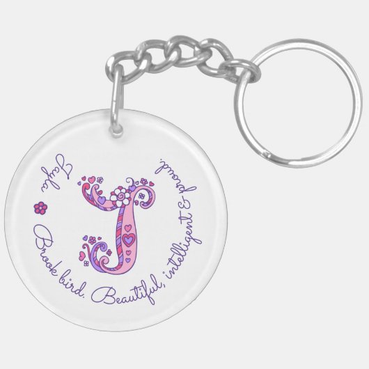 Jayla monogram J naam en betekenis Sleutelhanger (Achterkant Links)