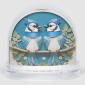 Jays Bleus Perchés Parmi Les Détails Floraux (Arrière)