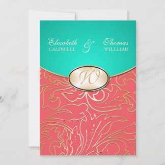 Jazmene Golden Filigree Wedding Invitation Kaart