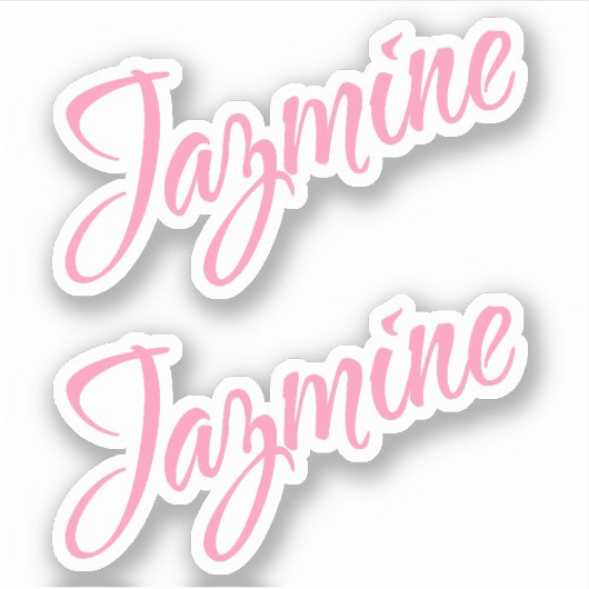 Jazmine Decoratieve Naam in Roze x2 Sticker (Voorkant)