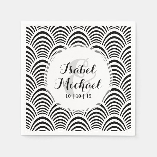 Jazz Age Art Deco Elegance Zwart-wit Servet (Voorkant)