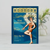 Jazz Age Flapper Cabaret Paris Glam Verjaardagsfee Folie Uitnodiging (Staand Voorkant)