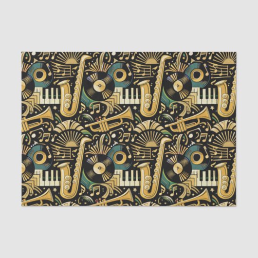 Jazz Age Muziekpatroon Tissuepapier (Voorkant)