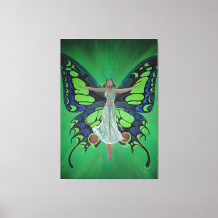 Jazz Age Showgirl Flapper Wearing Butterfly Wings Canvas Afdruk