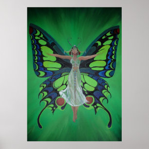 Jazz Age Showgirl Flapper Wearing Butterfly Wings Poster