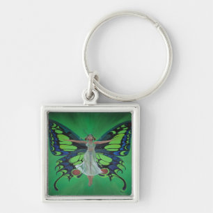 Jazz Age Showgirl Flapper Wearing Butterfly Wings Sleutelhanger