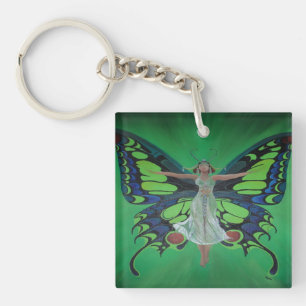 Jazz Age Showgirl Flapper Wearing Butterfly Wings Sleutelhanger