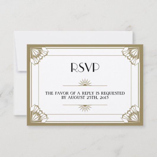 Jazz age taupe Art Déco RSVP réponse mariage (Devant)
