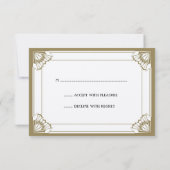Jazz age taupe Art Deco RSVP trouwreactie (Achterkant)