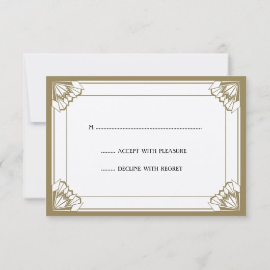 Jazz age taupe Art Deco RSVP trouwreactie (Achterkant)