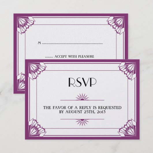 Jazz âge violet Art Déco RSVP réponse mariage (Devant / Derrière)