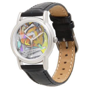 Jazz - Arty Abstract Design Stippen per uur Horloge
