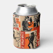 Jazz Band Cool Vintage Poster Blikjeskoeler (Blikje Voorkant)