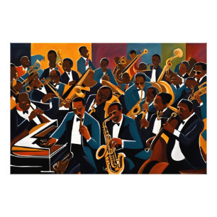 Jazz band muzikanten foto afdruk
