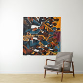 Jazz band muzikanten wandkleed (In Situ (horizontaal))