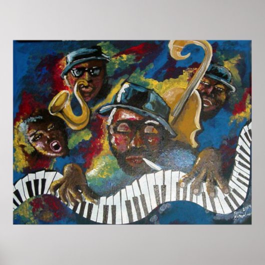 Jazz Bass Trumpet Piano Art Poster (Voorkant)