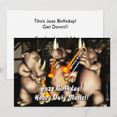 Jazz Birthday Invite Kaart (Voorkant / Achterkant)