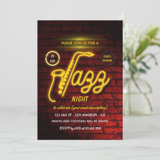 Jazz Blues Invitation à la fête à thème (Debout devant)