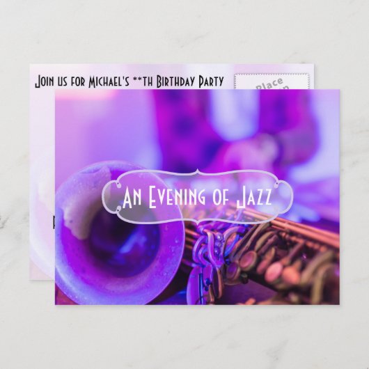 Jazz Blues Thème Retro Invitation Party (Devant / Derrière)