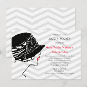 Jazz & Booze Great Gatsby Invitation Anniversaire (Devant / Derrière)