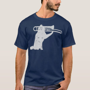 Jazz Cat die Trombone speelt voor messenspelers T-shirt