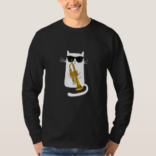 Jazz Cat Live Vanavond vlotte trompet spelen T-shirt