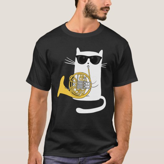 Jazz Cat Playing French Horn - Cool Smooth T-Shirt (Devant)