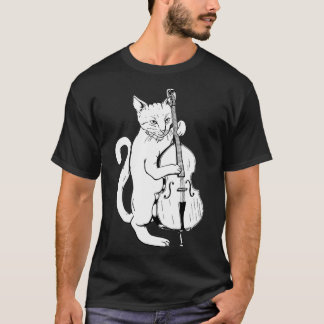 Jazz Cat Plays Upright Bass Cool Musician T-shirt