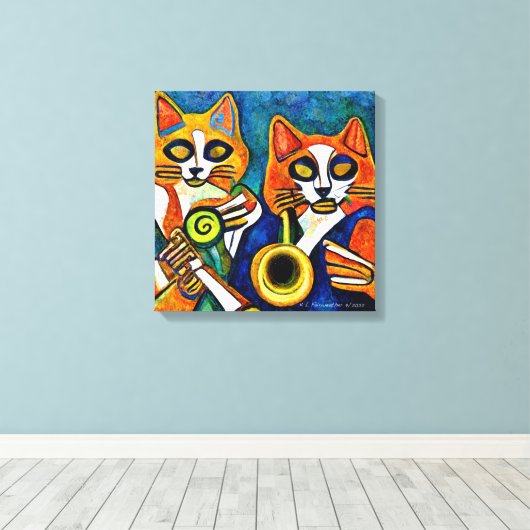 Jazz Cats Canvas Afdruk (Insitu (Houten vloer))