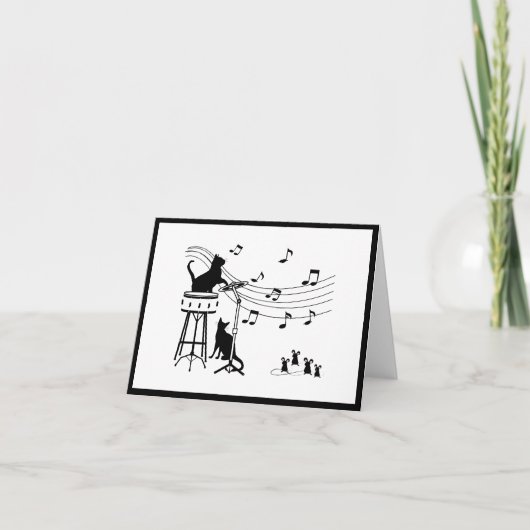 Jazz Cats | Drum vouwbriefkaart Notitiekaartje (Voorkant)