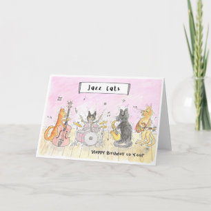 Jazz Cats Happy Birthday Card Kaart