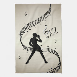 Jazz Dance Golden Music Kitchen Towel Theedoek