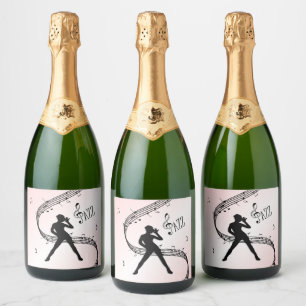 Jazz Dance Pink Music Champagne Label Sparkling Wijnetiket