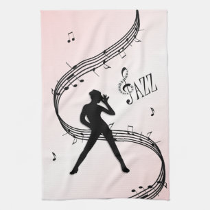 Jazz Dance Pink Music Kitchen Towel Theedoek