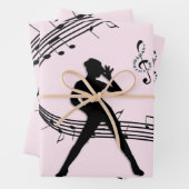 Jazz Dance Pink Music Wrapping Paper Sheets (In situ)