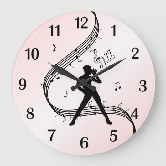Jazz Dance Rose Noir Nombres Grand Horloge (Recto)