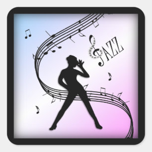 Jazz Dance Twee Tone Paarse Muziek Vierkante Sticker