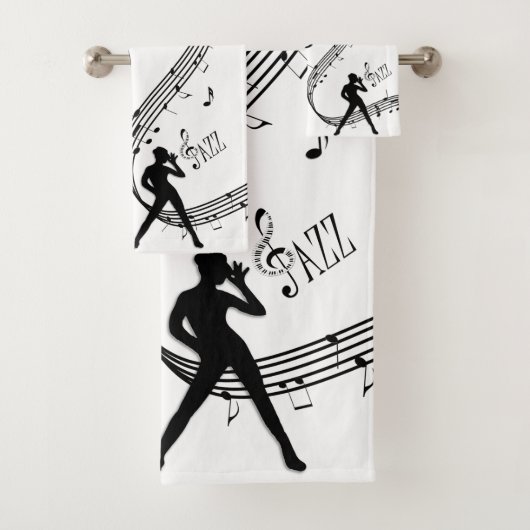 Jazz Dance White Music Bath-handdoekset Bad Handdoek (Insitu)