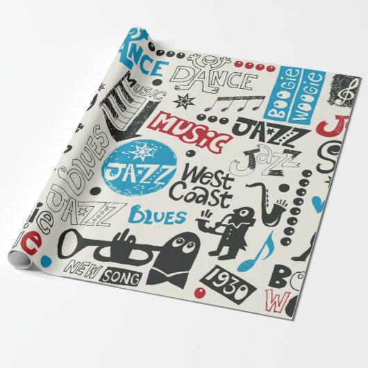 jazz doedle mix cadeaupapier (Uitgerold)