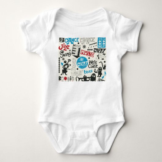 Jazz Doodle: Eclectische muziek mix Romper (Voorkant)