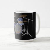 Jazz Drum Kit: Aangepaste blauwe drums set: Koffie Koffiemok (Voorkant rechts)